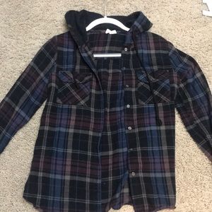 Tillys hooded flannel shirt